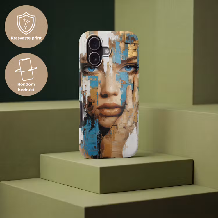 Abstract - Penseelstreken - Blauw - Gezicht Toughcase MagSafe Apple iPhone 17 klein -USP_PrintM_NL