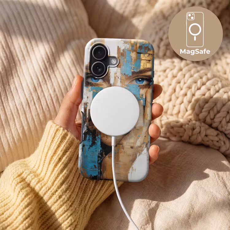 Abstract - Penseelstreken - Blauw - Gezicht Toughcase MagSafe Apple iPhone 17 klein -USP_MagsafeV
