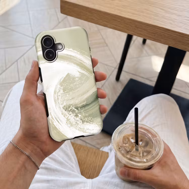 Abstract - Penseelstreken - Golven - Groen Toughcase MagSafe Apple iPhone 17 klein -Sfeer1M