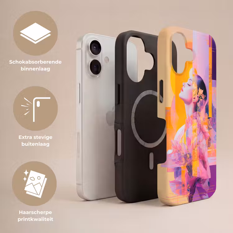 Abstract - Portret - Vrouw - Kleurrijk Toughcase MagSafe Apple iPhone 17 klein -USP_Lagen_NL
