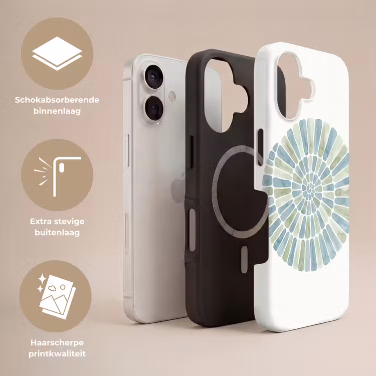 Abstract - Spiraal - Patroon - Modern - Blauw-Groen Toughcase MagSafe Apple iPhone 17 klein -USP_Lagen_NL