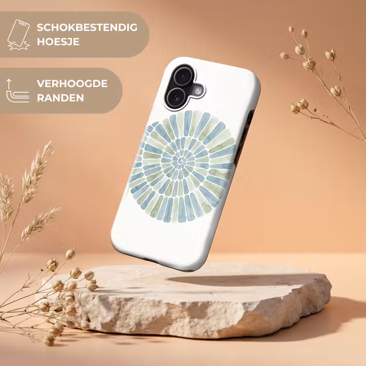 Abstract - Spiraal - Patroon - Modern - Blauw-Groen Toughcase MagSafe Apple iPhone 17 klein -USP_RandenV_NL