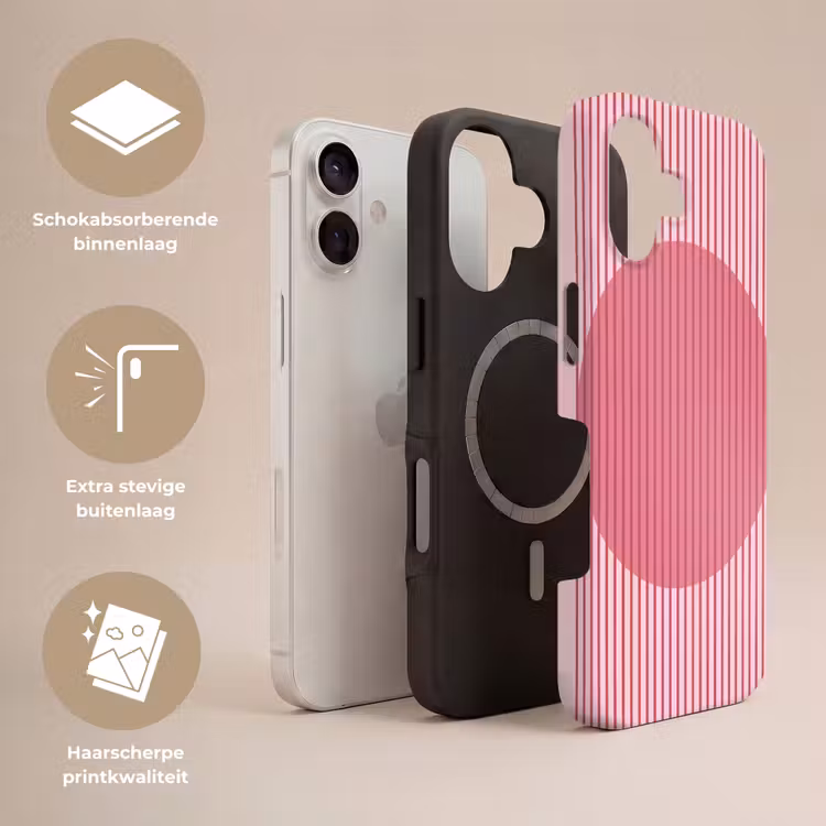 Abstract - Strepen - Ovaal - Roze - Modern Toughcase MagSafe Apple iPhone 17 klein -USP_Lagen_NL