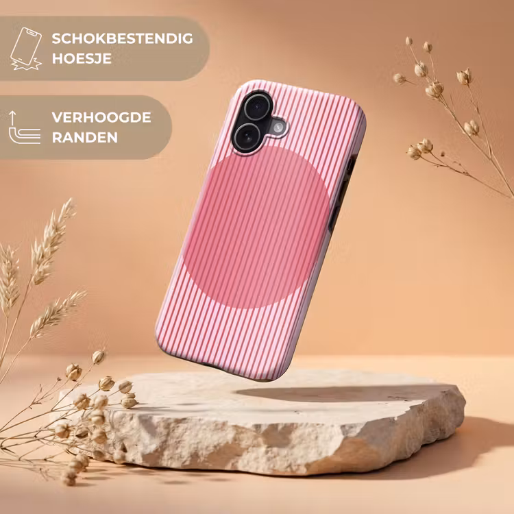 Abstract - Strepen - Ovaal - Roze - Modern Toughcase MagSafe Apple iPhone 17 klein -USP_RandenV_NL