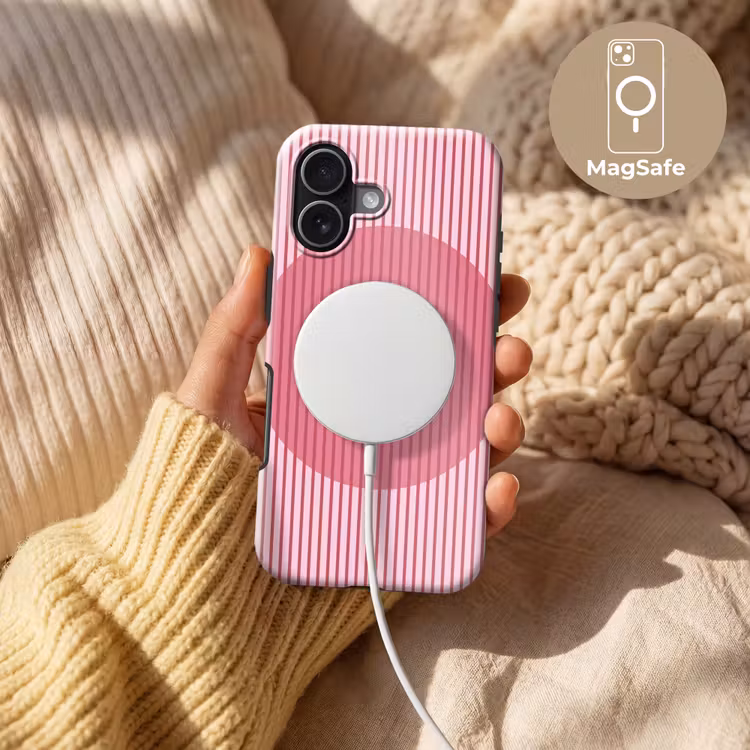 Abstract - Strepen - Ovaal - Roze - Modern Toughcase MagSafe Apple iPhone 17 klein -USP_MagsafeV