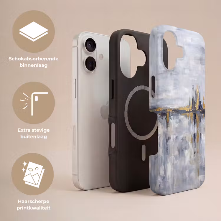 Abstract - Structuur - Goud - Grijs - Modern Toughcase MagSafe Apple iPhone 17 klein -USP_Lagen_NL