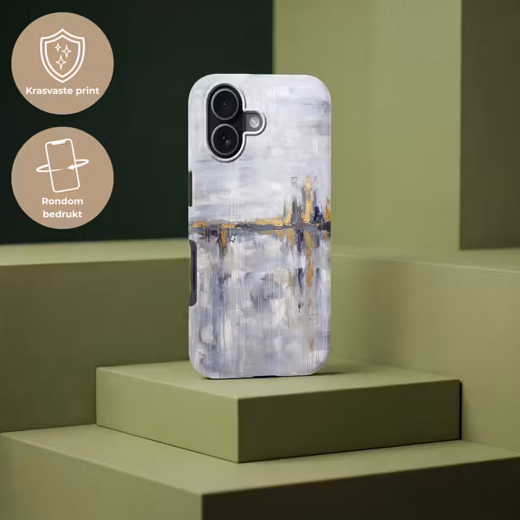 Abstract - Structuur - Goud - Grijs - Modern Toughcase MagSafe Apple iPhone 17 klein -USP_PrintM_NL
