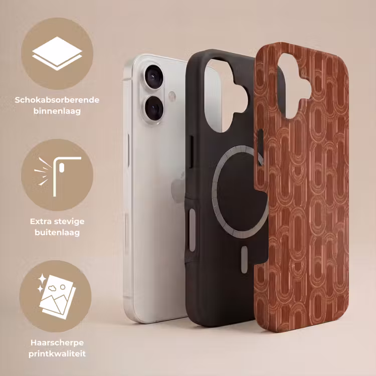 Abstract - Textuur - Bruin Toughcase MagSafe Apple iPhone 17 klein 1017 -USP_Lagen_NL