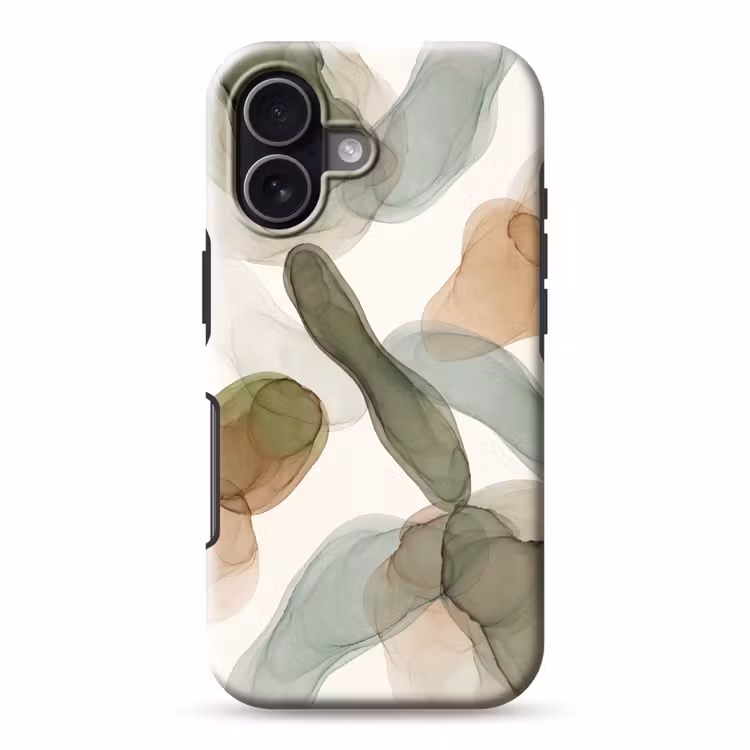 Abstract - Vormen - Modern - Kunst - Groen - Bruin Toughcase MagSafe Apple iPhone 17 klein -3d