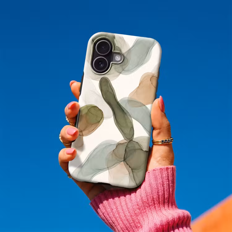 Abstract - Vormen - Modern - Kunst - Groen - Bruin Toughcase MagSafe Apple iPhone 17 klein -Sfeer1V