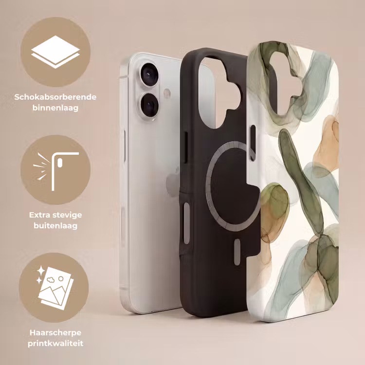 Abstract - Vormen - Modern - Kunst - Groen - Bruin Toughcase MagSafe Apple iPhone 17 klein -USP_Lagen_NL