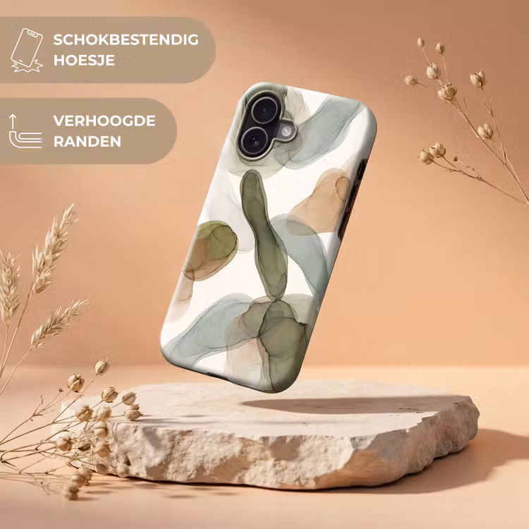 Abstract - Vormen - Modern - Kunst - Groen - Bruin Toughcase MagSafe Apple iPhone 17 klein -USP_RandenV_NL