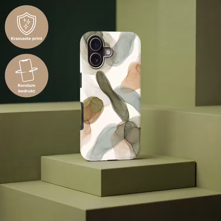 Abstract - Vormen - Modern - Kunst - Groen - Bruin Toughcase MagSafe Apple iPhone 17 klein -USP_PrintM_NL