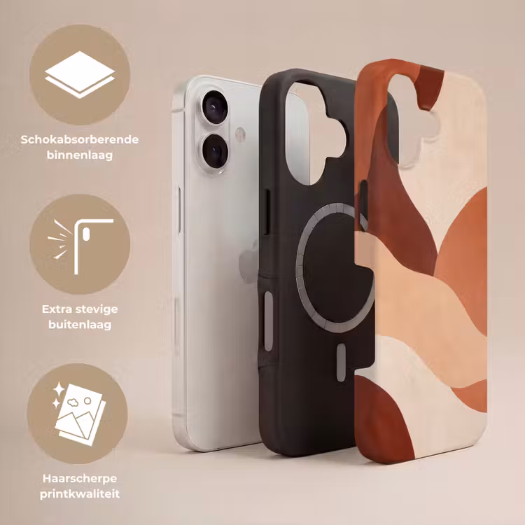 Abstract - Vormen - Organisch - Aardetinten - Modern Toughcase MagSafe Apple iPhone 17 klein -USP_Lagen_NL