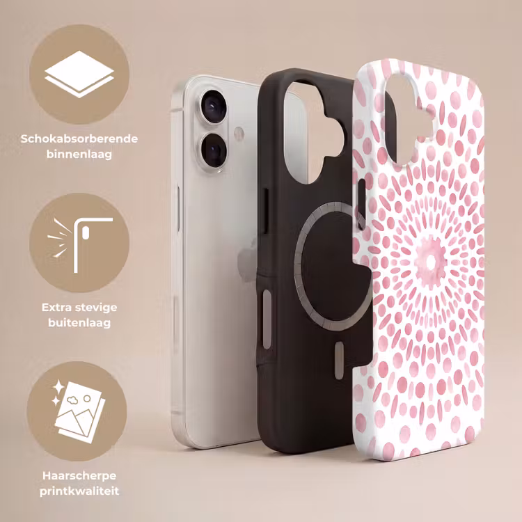 Abstract - Vormen - Patroon - Aquarel - Roze Toughcase MagSafe Apple iPhone 17 klein -USP_Lagen_NL