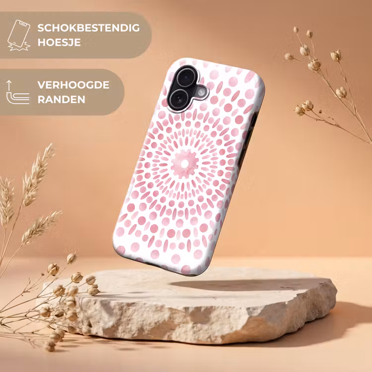 Abstract - Vormen - Patroon - Aquarel - Roze Toughcase MagSafe Apple iPhone 17 klein -USP_RandenV_NL