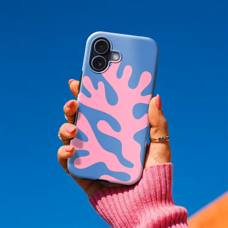 Abstract - Vormen - Roze - Blauw Toughcase MagSafe Apple iPhone 17 klein -Sfeer1V