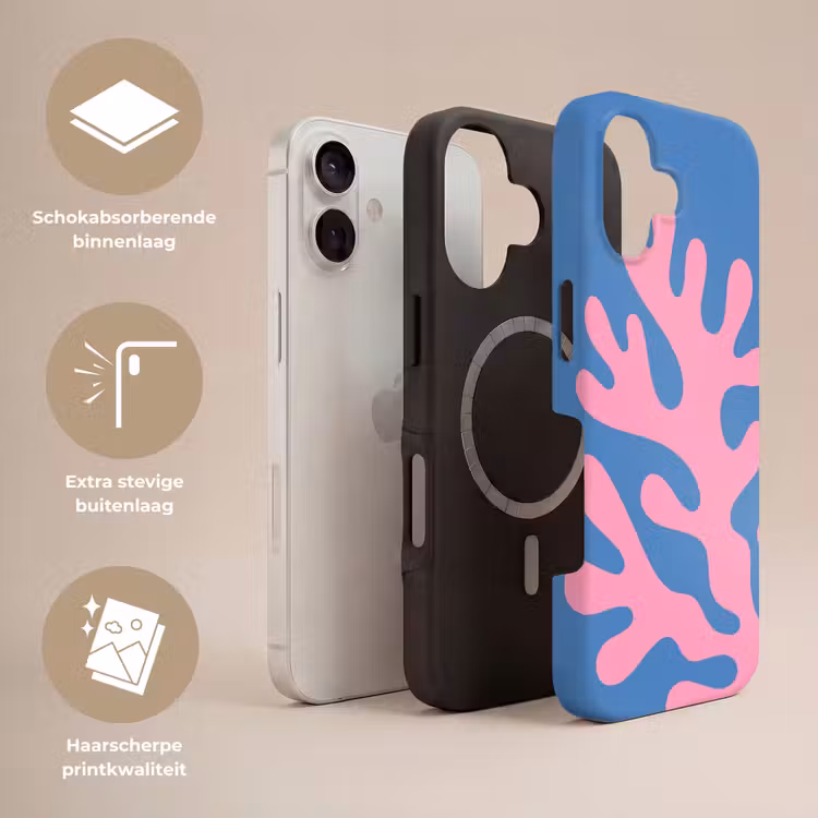 Abstract - Vormen - Roze - Blauw Toughcase MagSafe Apple iPhone 17 klein -USP_Lagen_NL