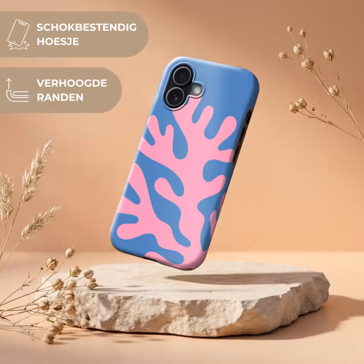 Abstract - Vormen - Roze - Blauw Toughcase MagSafe Apple iPhone 17 klein -USP_RandenV_NL