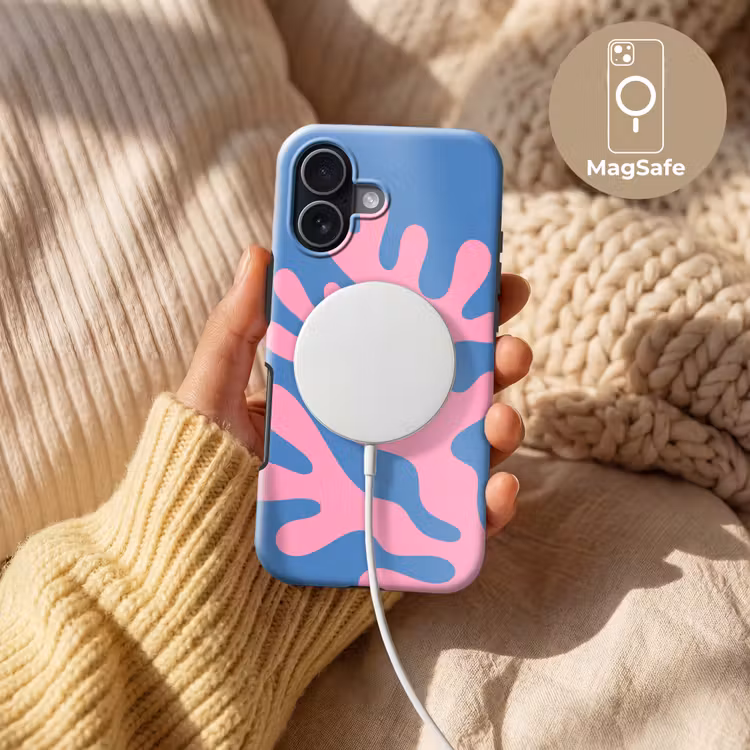 Abstract - Vormen - Roze - Blauw Toughcase MagSafe Apple iPhone 17 klein -USP_MagsafeV