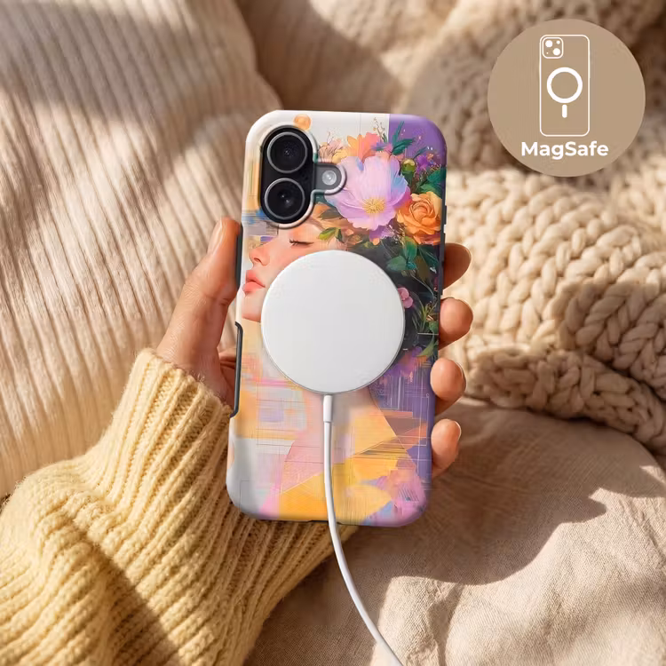 Abstract - Vrouw - Bloemenkroon - Goud Toughcase MagSafe Apple iPhone 17 klein -USP_MagsafeV