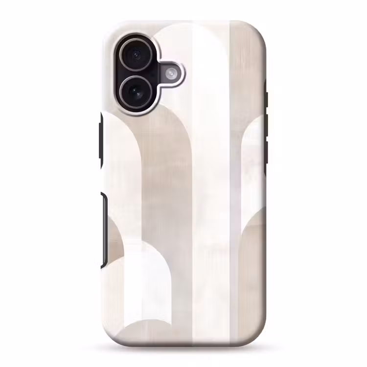 Abstracte bogen - Modern - Beige Toughcase MagSafe Apple iPhone 17 klein -3d