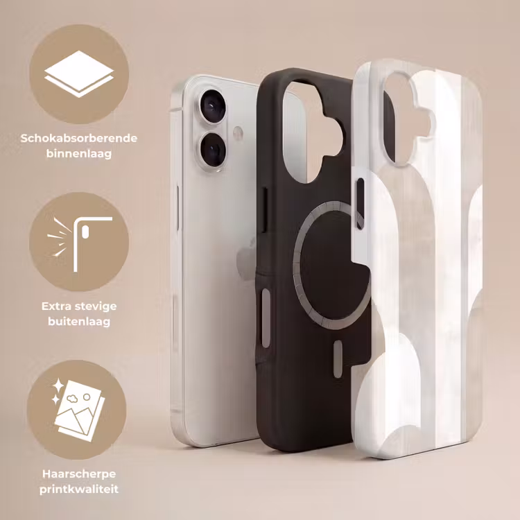 Abstracte bogen - Modern - Beige Toughcase MagSafe Apple iPhone 17 klein -USP_Lagen_NL
