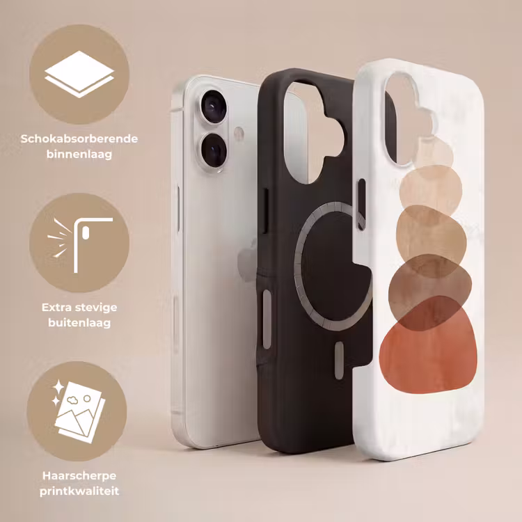 Abstractie - Gestapeld - Balans - Modern - Aardetinten Toughcase MagSafe Apple iPhone 17 klein -USP_Lagen_NL