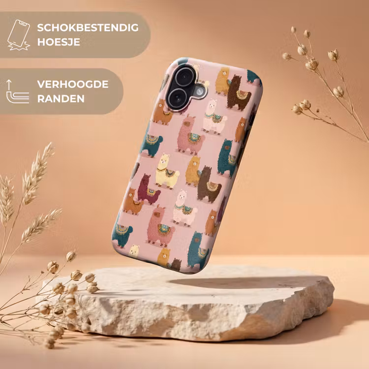 Alpaca's - Patroon - Kleurrijk Toughcase MagSafe Apple iPhone 17 klein 1017 -USP_RandenV_NL