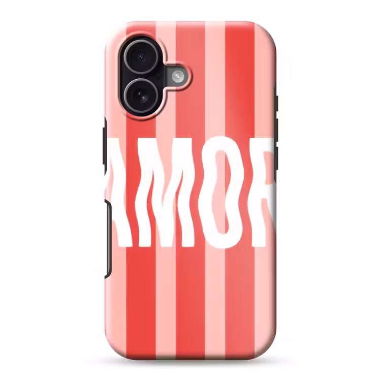 Amor - Strepen - Rood - Roze Toughcase MagSafe Apple iPhone 17 klein -3d