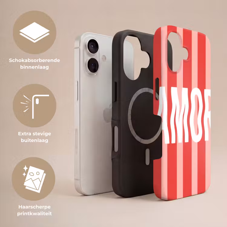 Amor - Strepen - Rood - Roze Toughcase MagSafe Apple iPhone 17 klein -USP_Lagen_NL