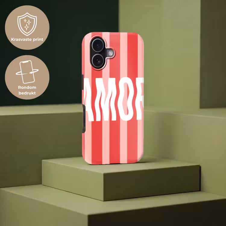 Amor - Strepen - Rood - Roze Toughcase MagSafe Apple iPhone 17 klein -USP_PrintM_NL