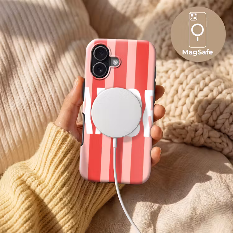 Amor - Strepen - Rood - Roze Toughcase MagSafe Apple iPhone 17 klein -USP_MagsafeV