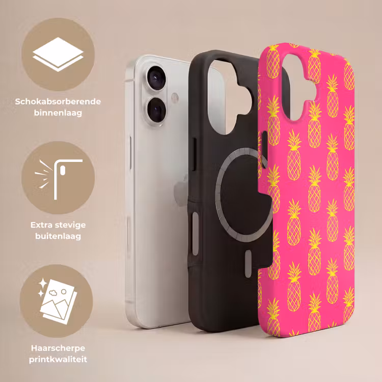 Ananas - Trendy - Roze Toughcase MagSafe Apple iPhone 17 klein 1017 -USP_Lagen_NL