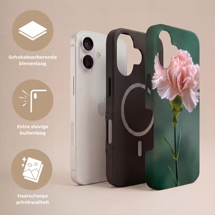 Anjer - Roze - Bloemblaadjes Toughcase MagSafe Apple iPhone 17 klein -USP_Lagen_NL