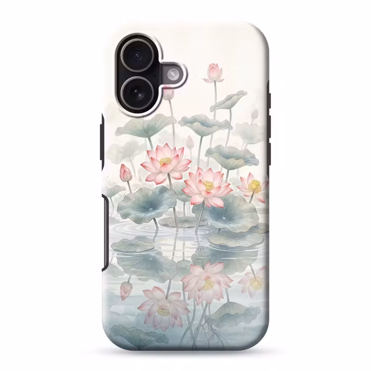 Aquarel - Lotusbloemen - Kleurrijk Toughcase MagSafe Apple iPhone 17 klein -3d