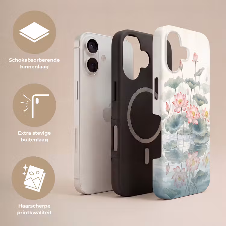Aquarel - Lotusbloemen - Kleurrijk Toughcase MagSafe Apple iPhone 17 klein -USP_Lagen_NL