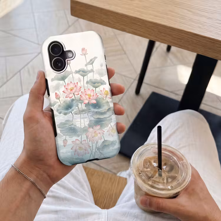 Aquarel - Lotusbloemen - Kleurrijk Toughcase MagSafe Apple iPhone 17 klein -Sfeer1M