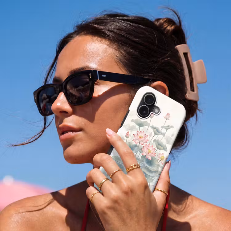 Aquarel - Lotusbloemen - Kleurrijk Toughcase MagSafe Apple iPhone 17 klein -Sfeer2V