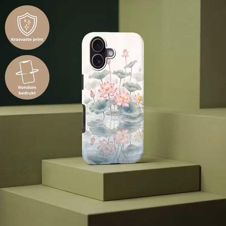 Aquarel - Lotusbloemen - Kleurrijk Toughcase MagSafe Apple iPhone 17 klein -USP_PrintM_NL