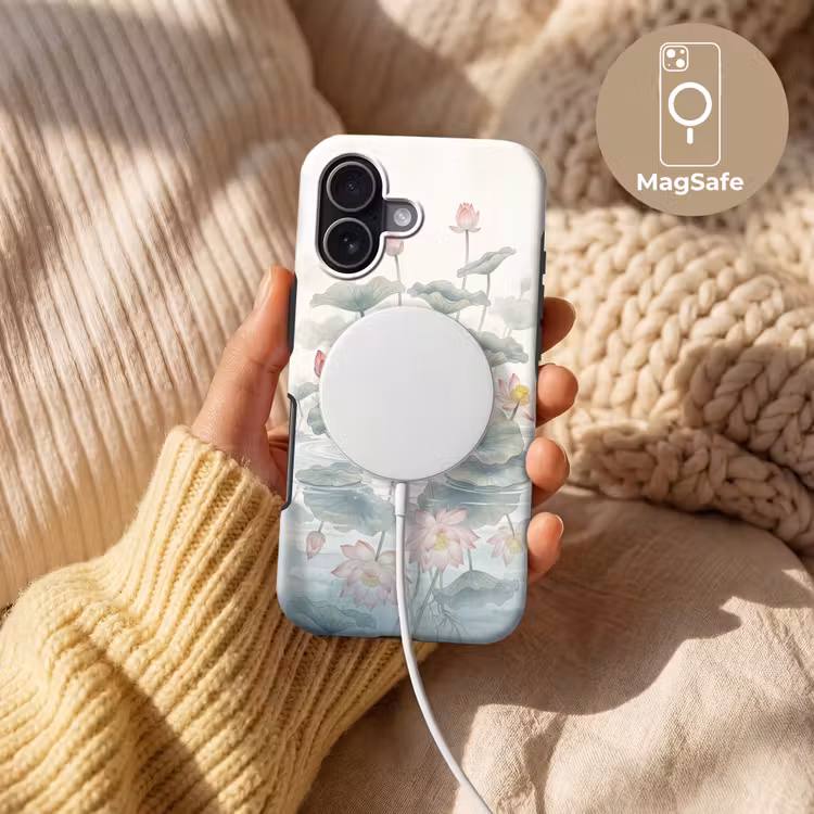 Aquarel - Lotusbloemen - Kleurrijk Toughcase MagSafe Apple iPhone 17 klein -USP_MagsafeV