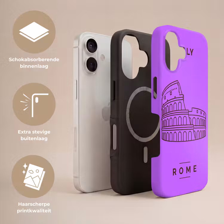 Architectuur - Colosseum - Rome - Minimalistisch - Paars Toughcase MagSafe Apple iPhone 17 klein -USP_Lagen_NL