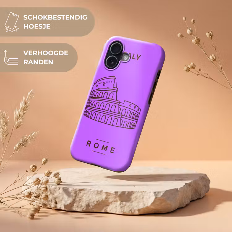 Architectuur - Colosseum - Rome - Minimalistisch - Paars Toughcase MagSafe Apple iPhone 17 klein -USP_RandenV_NL