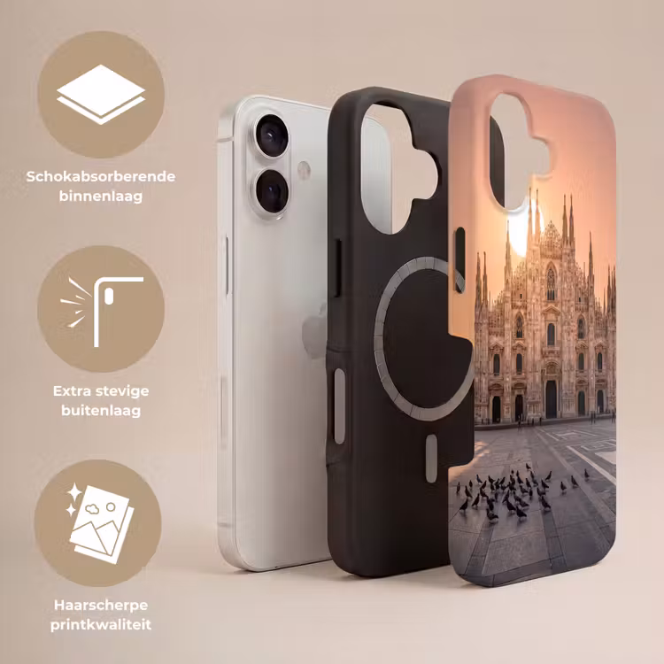 Architectuur - Milaan - Plein - Zonsopgang - Oranje Toughcase MagSafe Apple iPhone 17 klein -USP_Lagen_NL