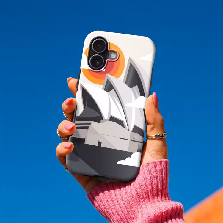 Architectuur - Stadsgezicht - Modern - Grijs - Oranje Toughcase MagSafe Apple iPhone 17 klein -Sfeer1V