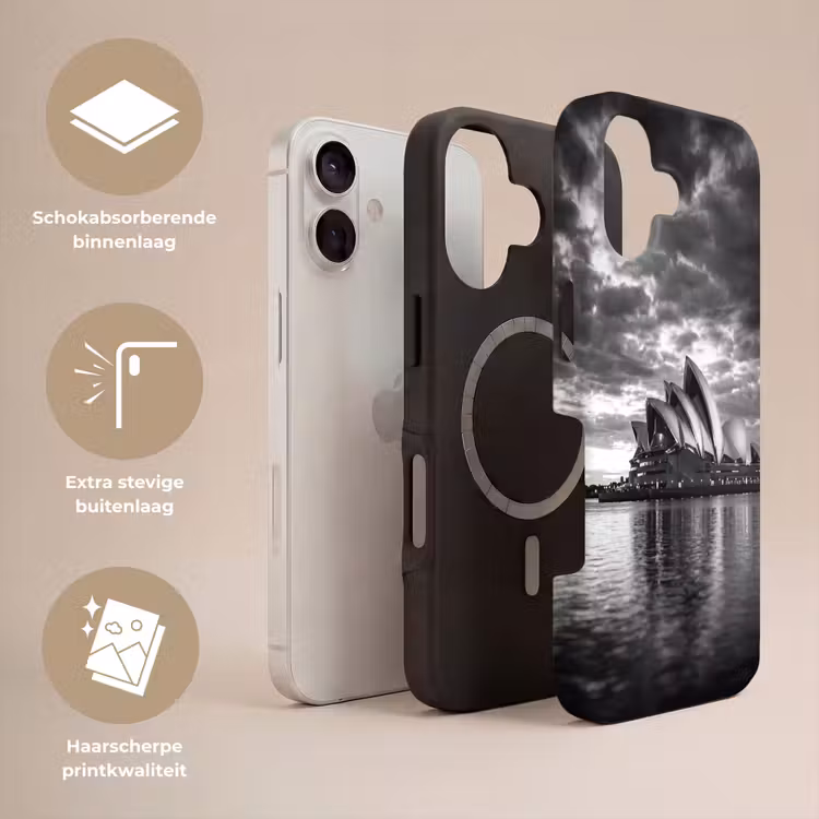 Architectuur - Water - Stad - Modern - Zwart-wit Toughcase MagSafe Apple iPhone 17 klein -USP_Lagen_NL
