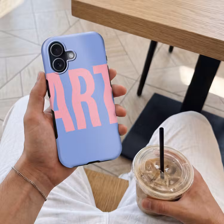 Art - Roze - Blauw Toughcase MagSafe Apple iPhone 17 klein -Sfeer1M