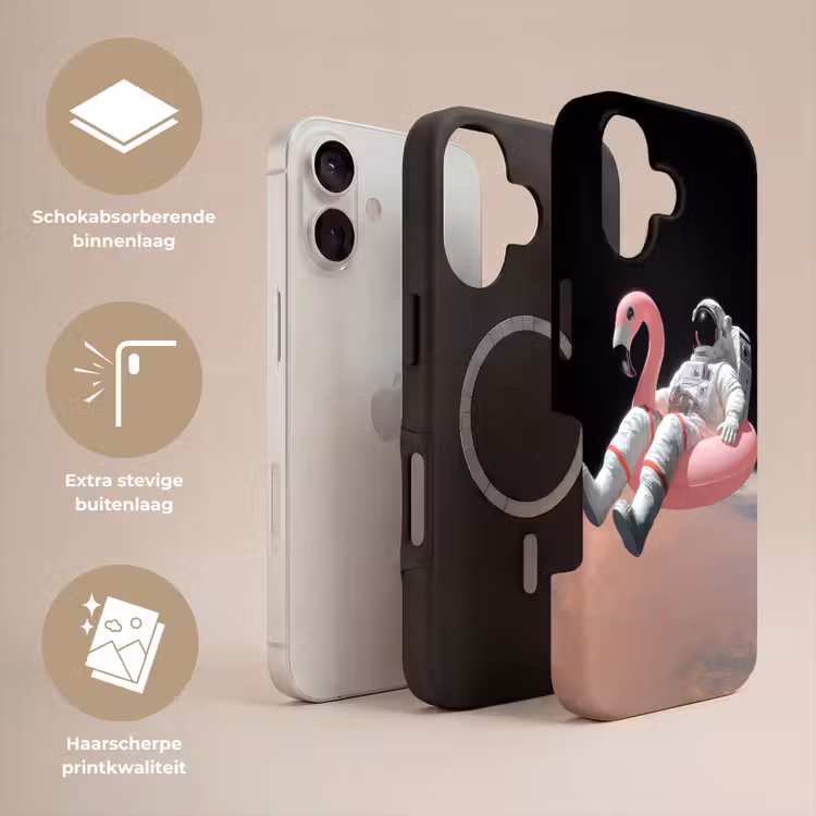 Astronaut - Flamingo - Zwemband - Roze Toughcase MagSafe Apple iPhone 17 klein -USP_Lagen_NL