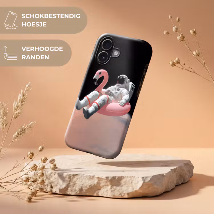 Astronaut - Flamingo - Zwemband - Roze Toughcase MagSafe Apple iPhone 17 klein -USP_RandenV_NL