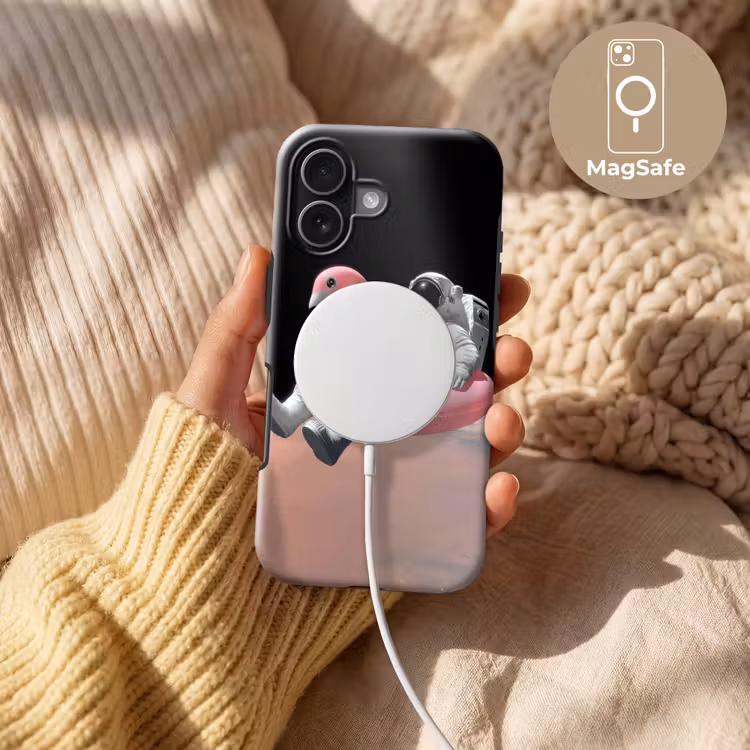 Astronaut - Flamingo - Zwemband - Roze Toughcase MagSafe Apple iPhone 17 klein -USP_MagsafeV